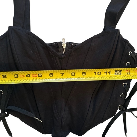 Forever 21 Women's Black Size Medium Corset Woven Lace Up Sides Strappy - Picture 6 of 6
